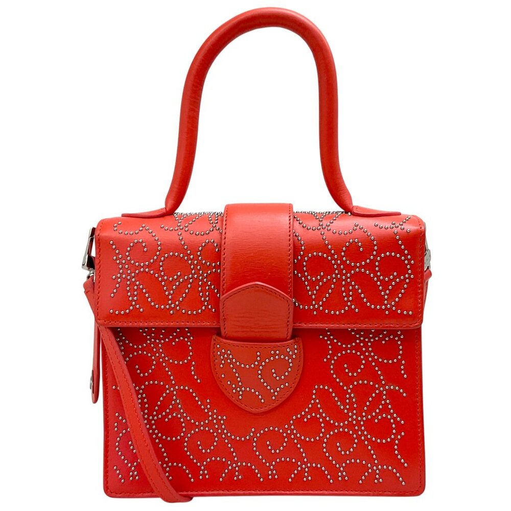 Alaia Coral Leather Studded Satchel